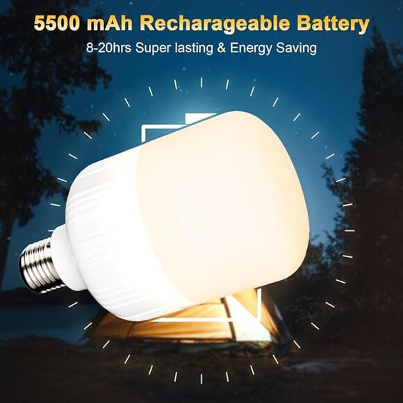 2-Pack 5500mAh Rechargeable LED Light Bulbs with Remote Control - Picture 4 of 4